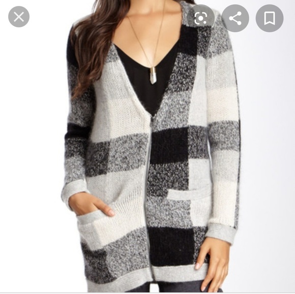 Splendid Sweaters - Splendid Zip Up Plaid Cardigan